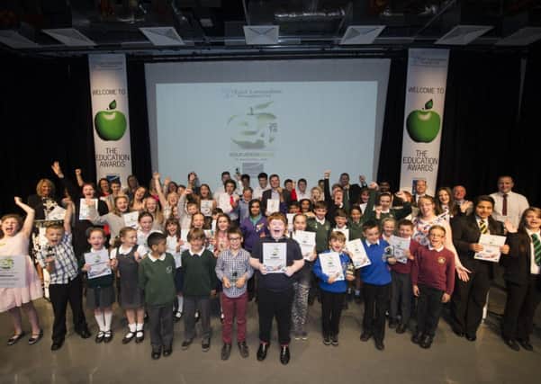 East Lancashire Education Awards held at Burnley College Sixth Form Centre. 
Pictured are all the award winners and nominees