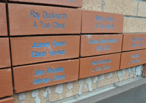 Memorial bricks at Turf Moor which are to be removed.