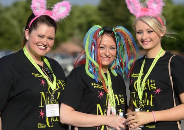Girls Night Out walk to raise money for Pendleside Hospice.  Alison Burns, Mary-Ellen Burns and Ella Burns.