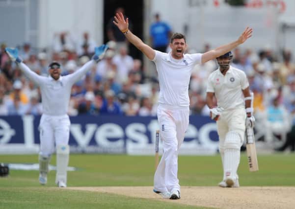 England's James Anderson appeals to the umpire against India during day five of the first Investec test match at Trent Bridge, Nottingham. Photo: Nigel French/PA Wire.