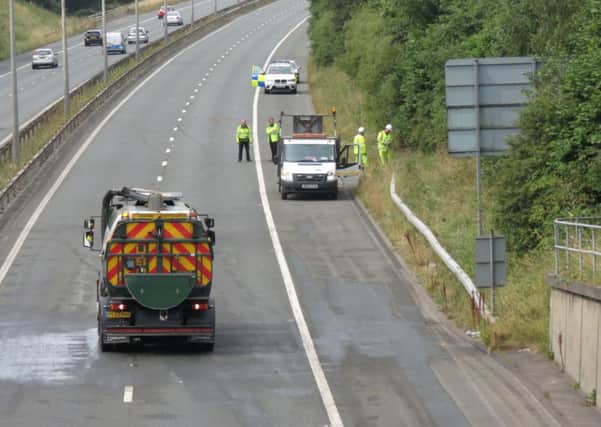 Scene of the double fatal accident on the M65 between junctions 9 and 10.