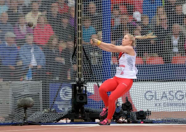 England's Sophie Hitchon in the Women's Hammer Throw at Hampden Park, during the 2014 Commonwealth Games in Glasgow. Photo: John Giles/PA Wire.