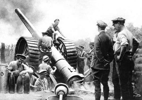 British Artillerymen in action with a big gun during the opening of the Battle of the Somme.. Photo: PA/PA Wire