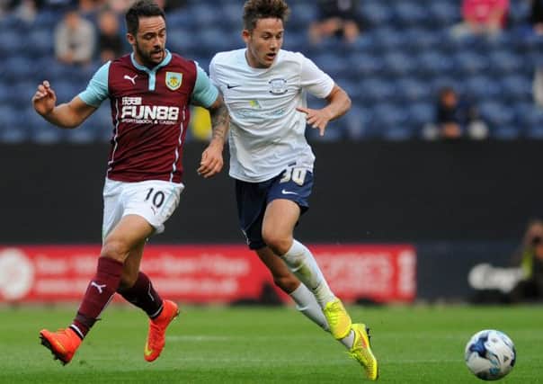 Pre-season friendly between Preston North End and Burnley, at Deepdale. 
Burnley's Danny Ings and Neil Kilkenny.  PIC BY ROB LOCK
29-7-2014