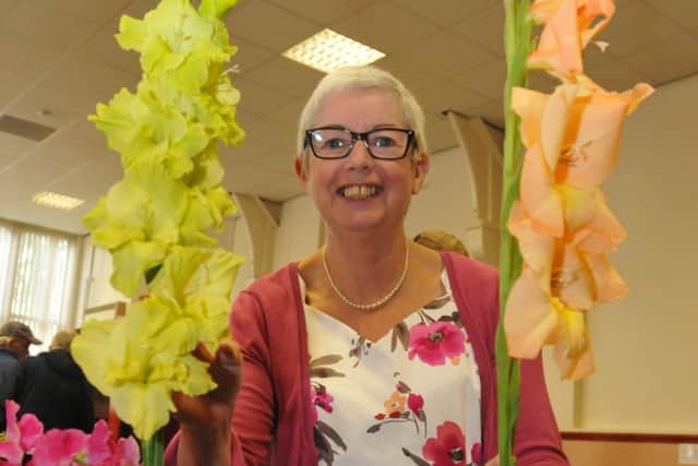 Coun. Sue Graham at the Reedly Hallows horticultural show.