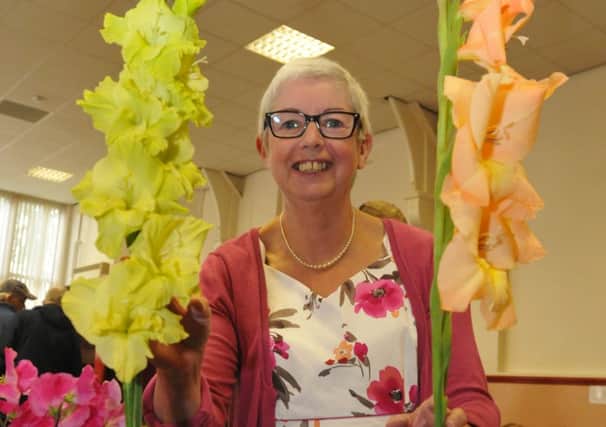 Coun. Sue Graham at the Reedly Hallows horticultural show.