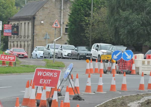 Roadworks at the Barracks Road roundabout.