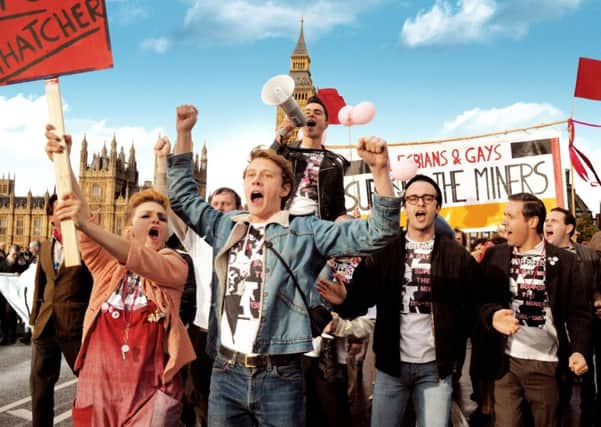 AYE MARSAY (Steph), GEORGE MACKAY (Joe), BEN SCHNETZER (Mark), JOSEPH GILGUN (Mike) and PADDY CONSIDINE (Dai) in Pride. See PA Feature FILM Film Reviews. Picture credit should read: PA Photo/Pathe. WARNING: This picture must only be used to accompany PA Feature FILM Film Reviews.