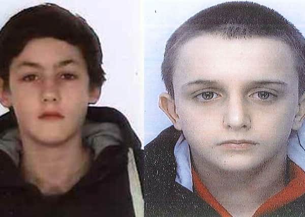 Missing: Connor Kane (left) and Kaine Bradley (right)