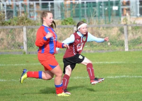 Match action: Burnley FC Girls and Ladies Under 13s enjoyed a 6-1 win away at Hesketh Colts