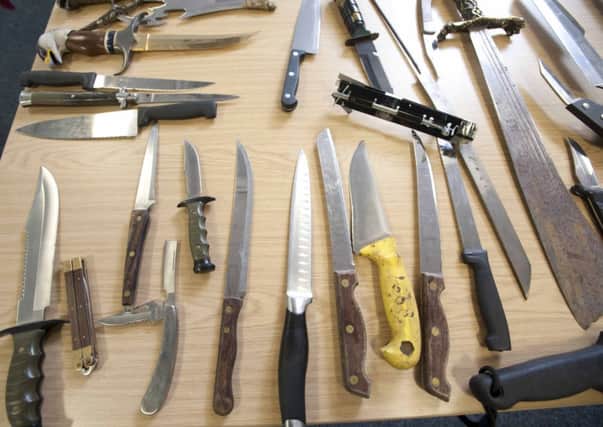 Lancashire Knife Amnesty knives recovered and on display at Preston Police Station