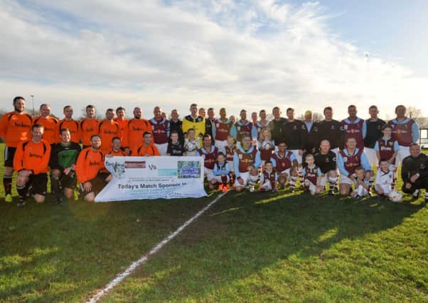 Vintage Clarets Chairty Football match, for Mick Ennis who has Cancer. Pictured are St Theodore's Old Boys (left) and Burnley Clarets (ex players) (right)