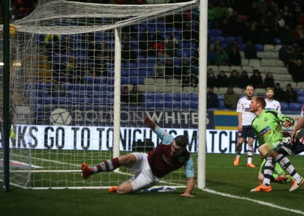 Nearly there: Sam Vokes, pictured scoring at Bolton last season, is set to get 90 minutes under his belt at Middlesbrough tomorrow