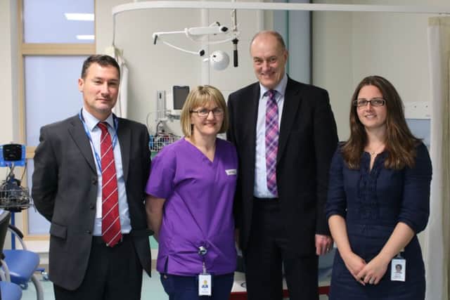 VISIT: From the left, Kevin McGee, Urgent Care Centre matron Julie Kay, Mr Birtwistle and Dr Georgina Robertson clinical director of emergency department and urgent care centres (S)