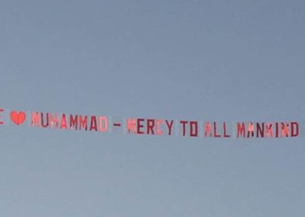 The banner flown above Nelson