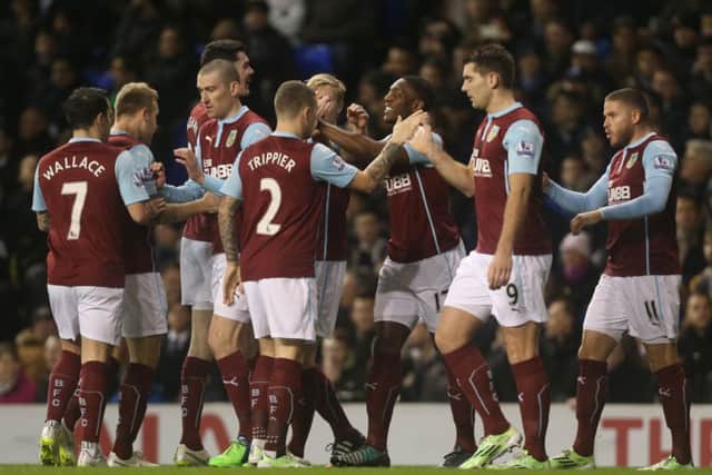 Burnley players celebrate Sordell's early opener