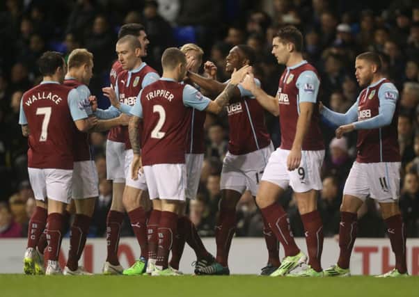 Burnley players celebrate Sordell's early opener