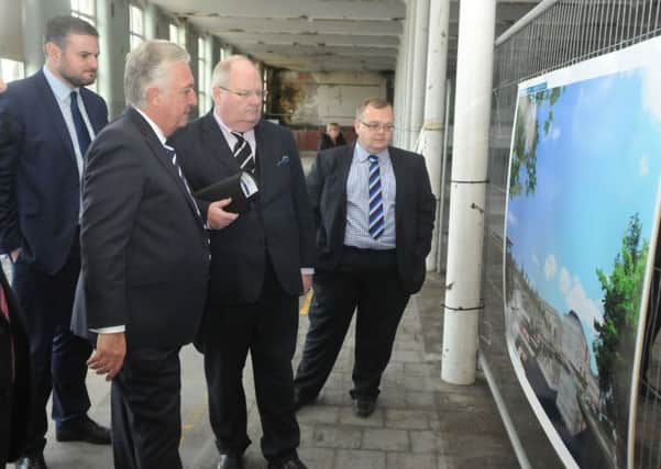 Secretary of State Eric Pickles MP with Tim Webber, Coun. Joe Cooney and  Pendle MP Andrew Stephenson during his visit to Brierfield Mills.