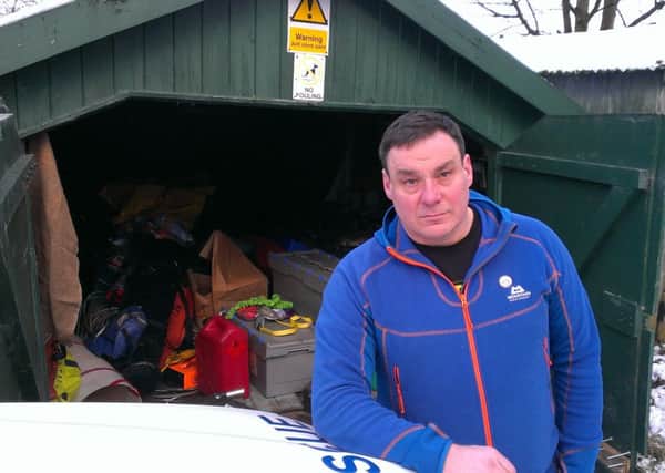 Peter Goble,  Leader at Rossendale and Pendle Mountain Rescue Team, at the shed which was ransacked during a break in.