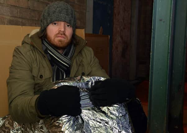 Homeless John Deehan who spent 24 hours on the streets in aid of the charity Shelter