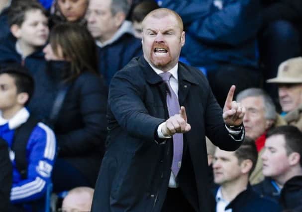 Burnley manager Sean Dyche shouts instructions to his team from the dug-out Photographer Craig Mercer/CameraSportFootball