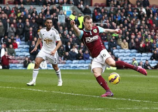 Ashley Barnes had Burnley's best chance of the game, but his shot was well saved by Swansea keeper Lukasz Fabianski