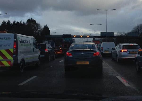 Queuing traffic on the M6 this morning
