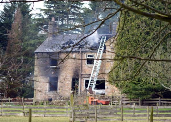 Rear of house fire at Whalley Road, Barrow, opposite Clitheroe Golf Club, on March 3rd 2015