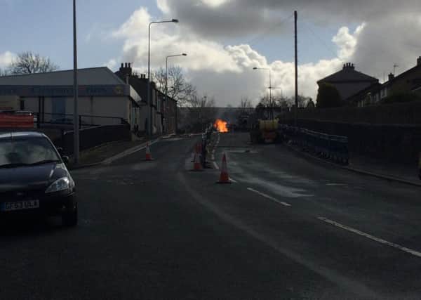 Fire on Pendle Road resulting from ruptured gas main. (s)