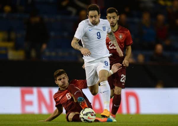 Clarets striker Danny Ings in action for England Under 21s against Portugal at Turf Moor in November