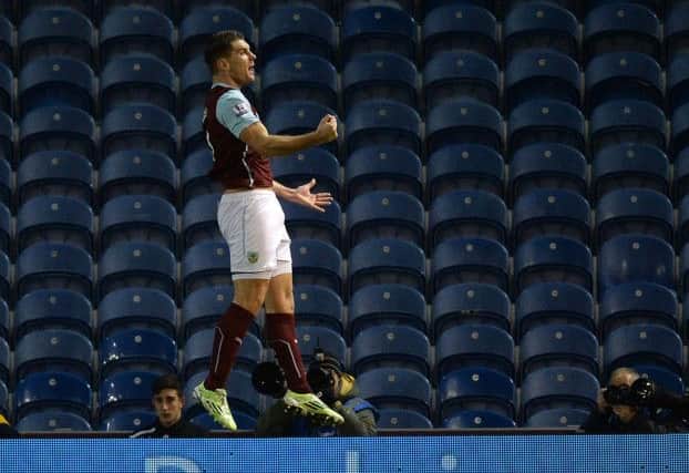 Sam Vokes celebrates his long wait for a goal against Tottenham in the FA Cup
