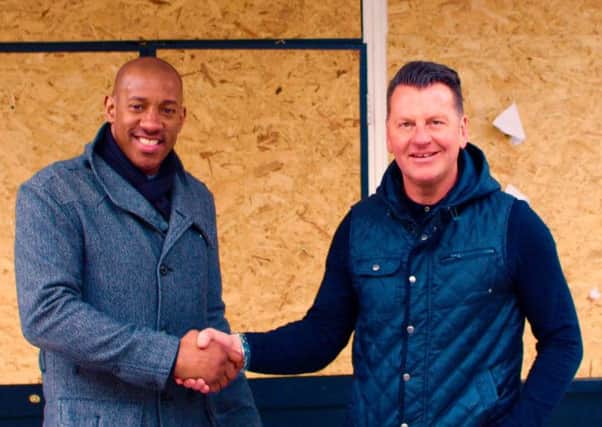 Ian Walker with Homes Under The Hammer presenter and former Premier League football Dion Dublin. (s)