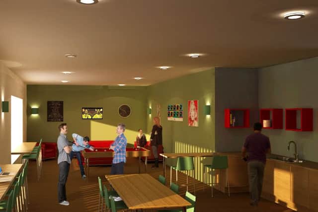 Computer generated image of a common room at Pentridge Mill