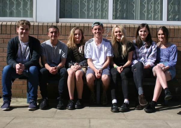 Art students from from left : Alfie Verity, Felix Anwyl, Millie Chadwick,  George Brown, Hannah Cunliffe-Lee, Kate Robinson and Tara Porter.