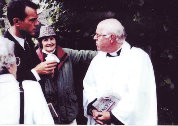Anne during the filming of Born and Bred with actors Michael French and Clive Swift. (s)