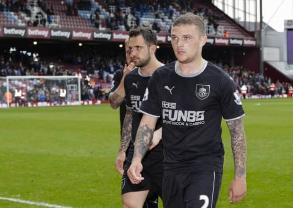 Kieran Trippier looks dejected as he leaves the pitch at Upton Park