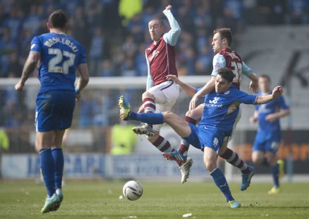 David Jones and Ashley Barnes in action against Leicester City