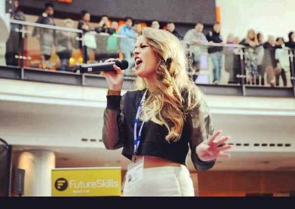Ella Shaw in action at the Student Spring Break in the Arndale Centre, Manchester, where voting was launched