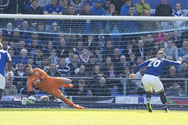 Tom Heaton keeps out Ross Barkley's penalty at Goodison