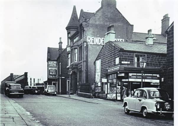 The buildings opposite Burnley Central Station as they were in the 1950s. The Reindeer has gone but the Adelphi still stands, though not in use. The shop was a famous soda fountain in its day