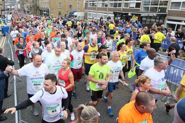 Runners line-up before the start of the Pennine Lancashire 10k. Photo: Paul Currie