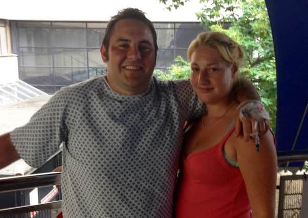 Mathew James is continuing his recovery, pictured with his fiancée Saera Wilson. (S)