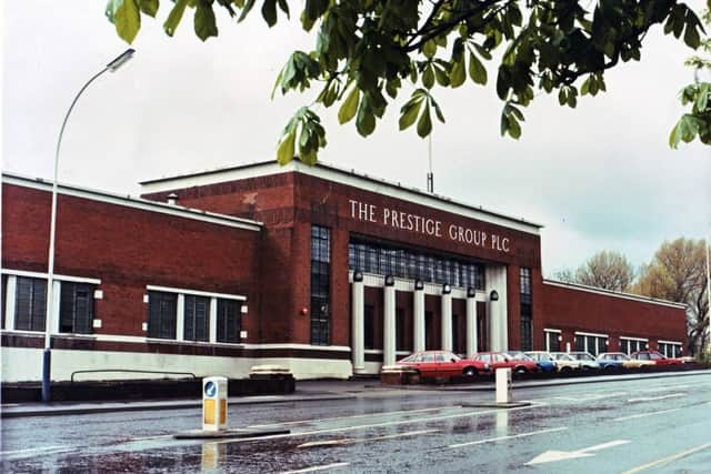 The listed frontage of the Prestige factory