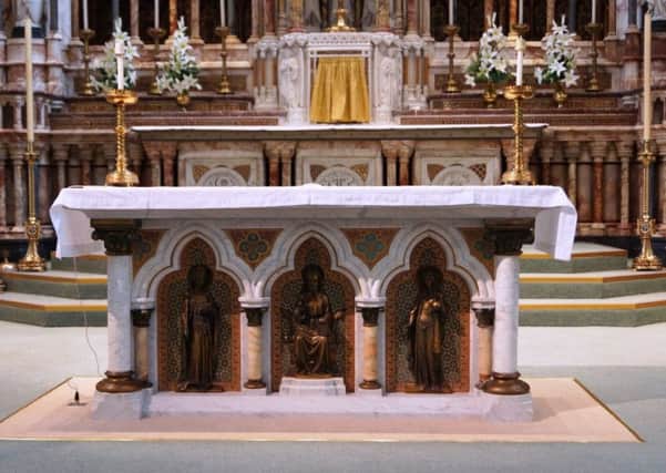 The newly restored altar at St Peter's chapel, Stonyhurst