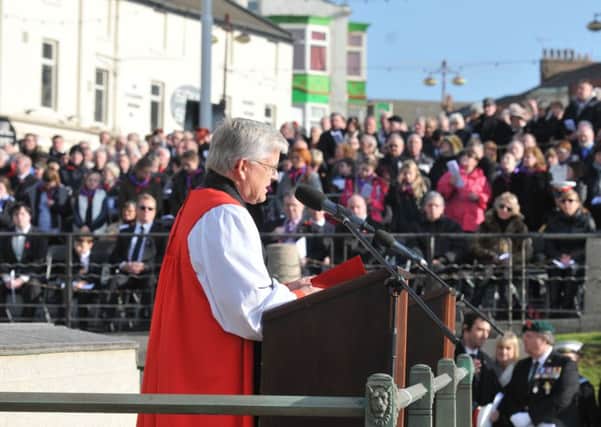 OPPOSED:  The Bishop of Blackburn, the Rt Rev Julian Henderson, on Remembrance Sunday