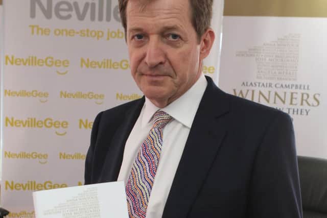 Alastair Campbell with his new book, Winners, at the launch at Turf Moor