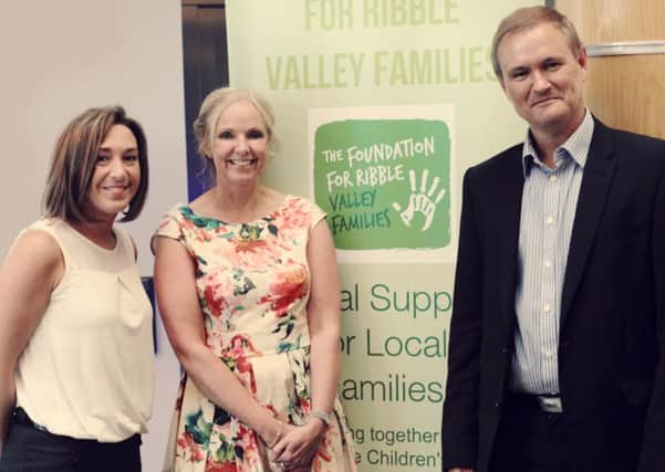 Taylor Wimpey sales manager, Julia Curry, with director at The Foundation for Ribble Valley Families, Fiona Owen, and Stephen Blackburn, also from the charity. (s)