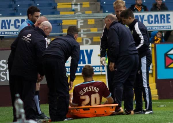 Frederik Ulvestad is stretchered off the pitch on Saturday