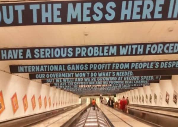 Controversial: The immigration poster in Sweden (s)