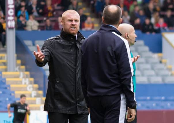 Sean Dyches vents his frustrations at assistant Ian Woan - Burnley 2, Bradford City 0 - Turf Moor, August 1st 2015
